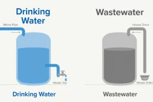 Drinking water vs wastewater separation diagram - septic tank Abu Dhabi